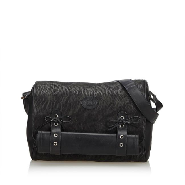 Gucci Textured Black Leather Cross Body Bag
