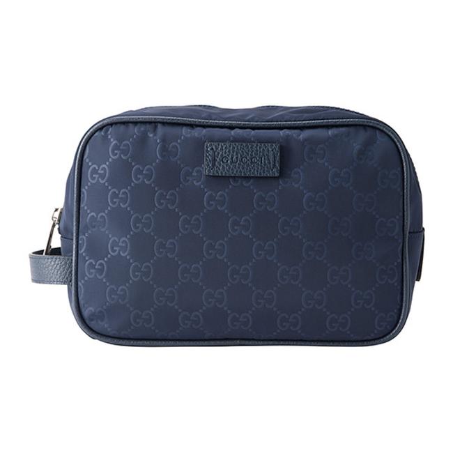 Gucci Toiletry Guccissima Zip 510338 Blue Nylon Weekend Travel Bag
