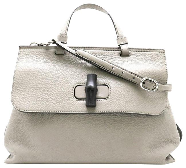 Gucci Top Handle Daily Medium Handbag 392013 Gray Bamboo Shoulder Bag