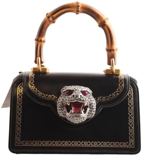 Gucci Top Handle Mini Thiara Bamboo Black Calfskin Shoulder Bag