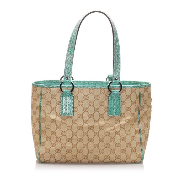 Gucci Tote Gg Canvas Brown Leather Shoulder Bag