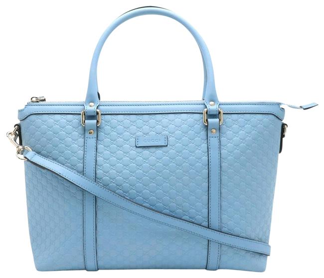 Gucci Tote Micro Shima 449656 Light Blue Leather Shoulder Bag