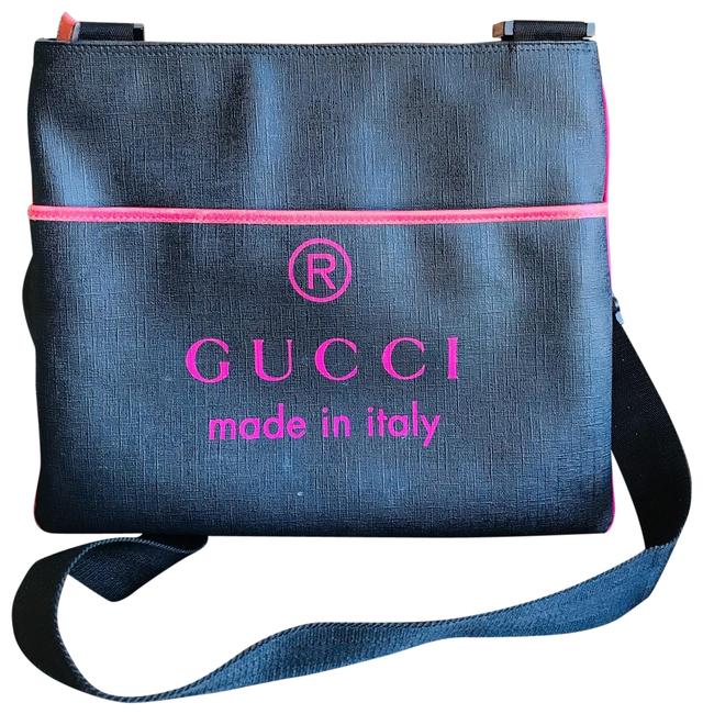 Gucci Trademark Logo Black Coated Canvas Messenger Bag