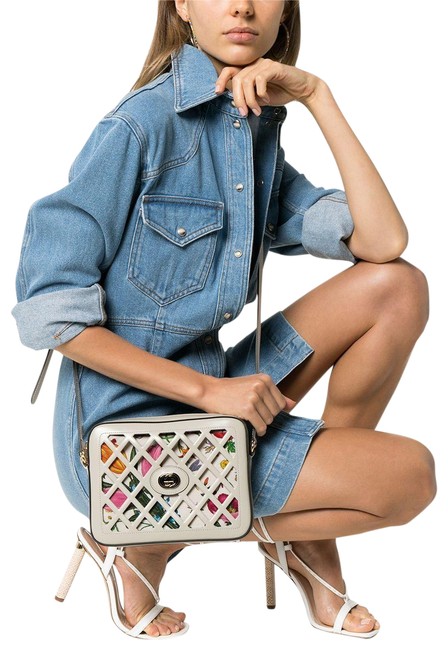 Gucci Traforata Flora Small Cutout White Leather Shoulder Bag