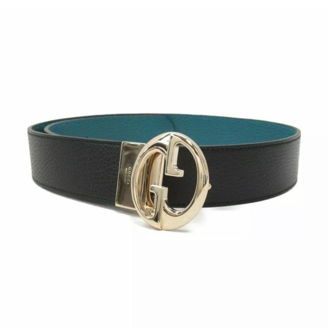 Gucci Turquoise Leather Black Reversible Womens It 105 Us 42 Belt