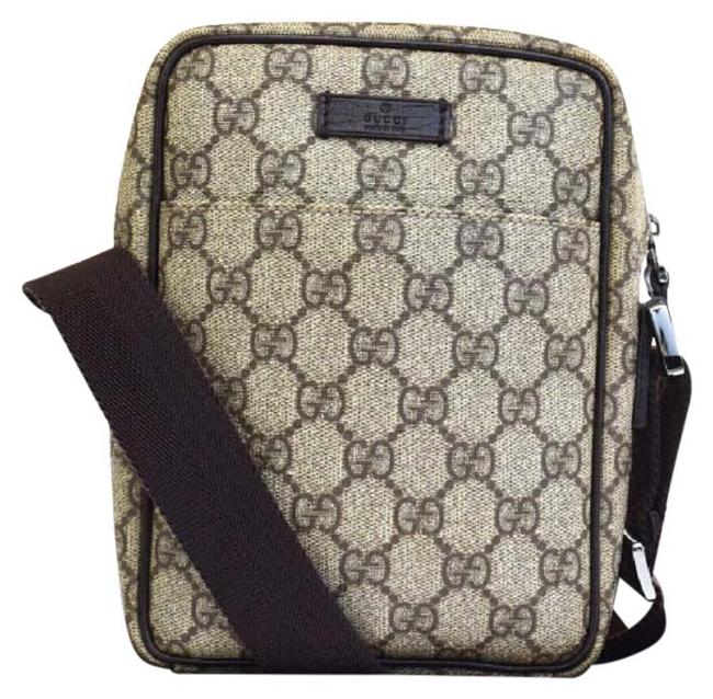 Gucci Unisex Touring Brown Web gg Gg Mongram Pvc Canvas Shoulder Bag