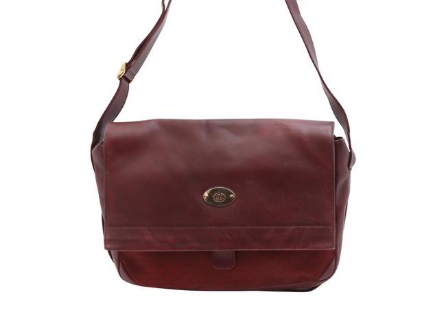 Gucci Vintage and Logo Burgundy Leather Messenger Bag