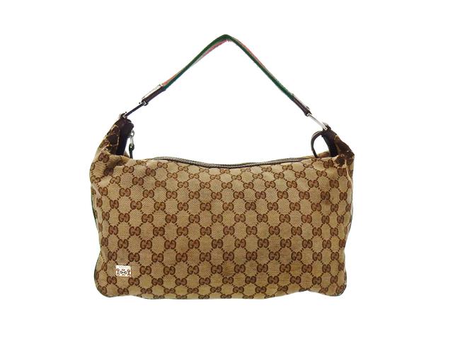 Gucci Vintage Shoulder Brown Web Gg Monogram Canvas Leather Cross Body Bag