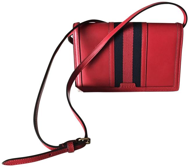 Gucci Wallet On Strap Red Leather Cross Body Bag