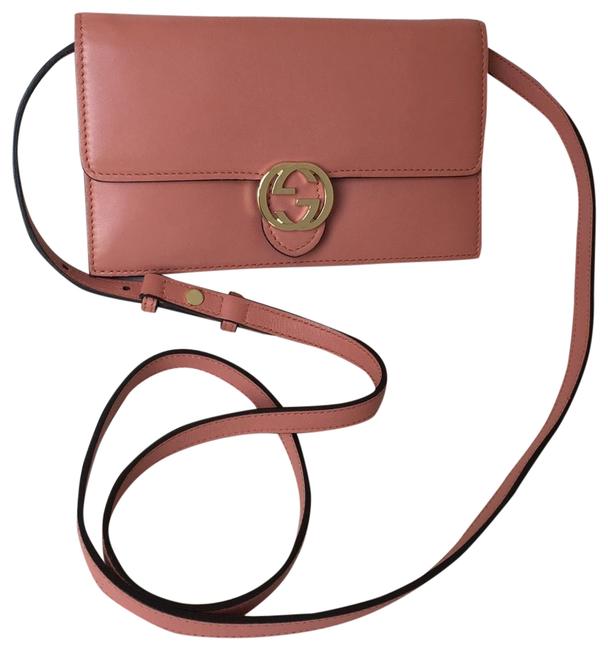 Gucci Wallet Pink Calf Leather Cross Body Bag