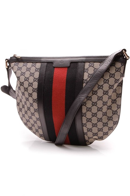 Gucci Web Navy Signature Beige Gg Canvas Messenger Bag