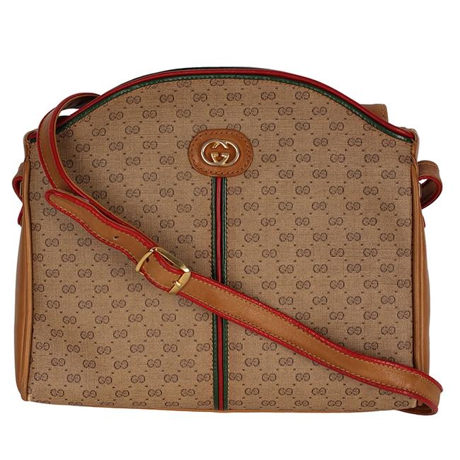 Gucci Webby Vintage 6645 Brown Coated Canvas Cross Body Bag
