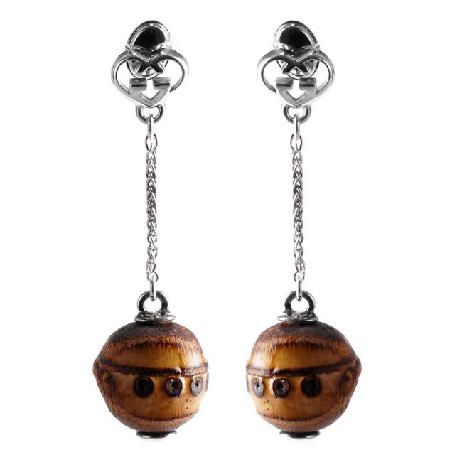 Gucci White Bamboo Double G Silver Drop Earrings