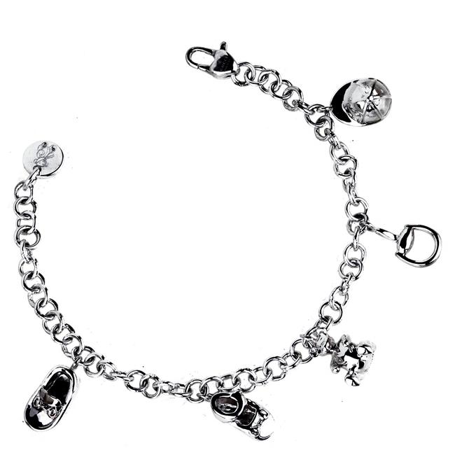 Gucci White Horsebit Charm Silver Bracelet