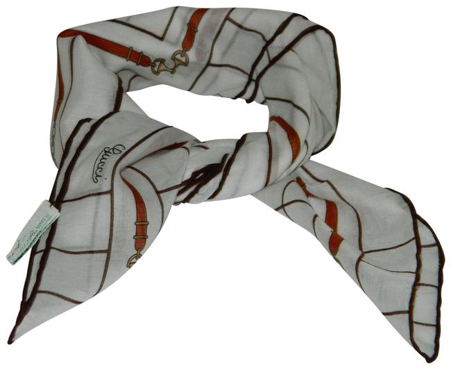 Gucci White Horsebit Coton Scarf Wrap