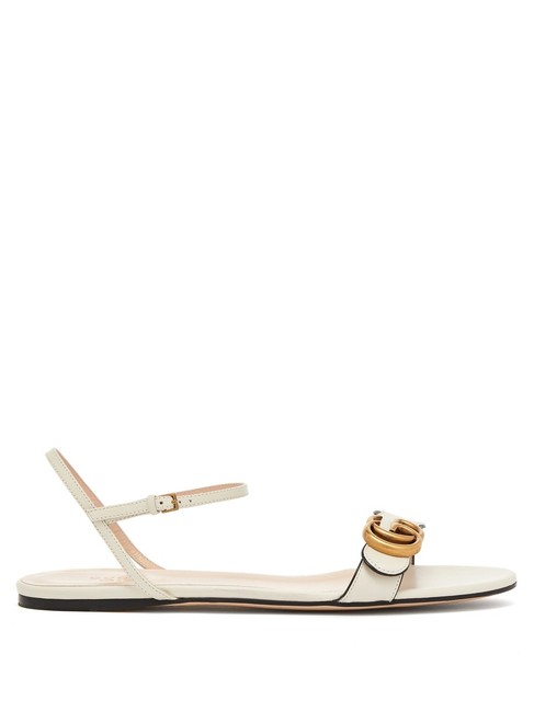 Gucci White Marmont Mf Leather Sandals 