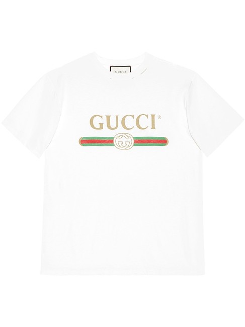Gucci White Spk New Oversize Logo M Tee Shirt 8 M