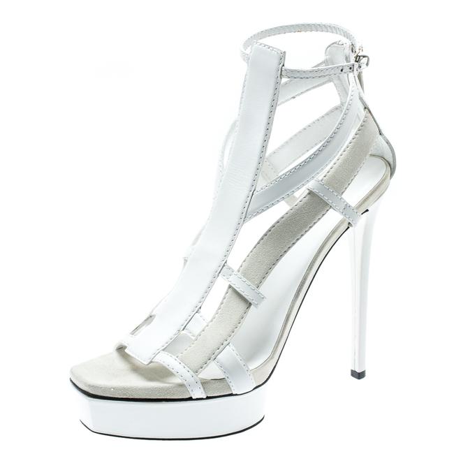 Gucci White Suede and Leather Daryl Platform Sandals 