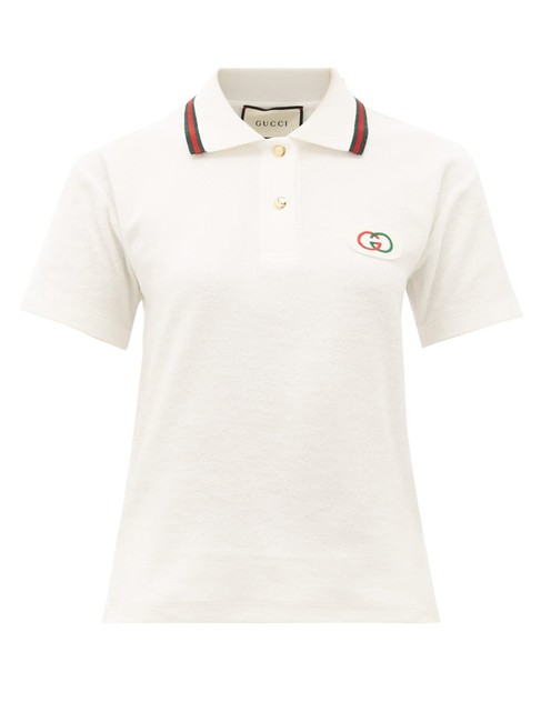 Gucci White Terry Cloth Polo Tee Shirt 8 M
