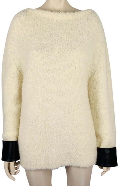 Gucci With Leather Cuffs Oversize Cream Ivory Black Sweater