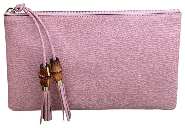 Gucci Womens Calf Bamboo 449652 Pink Leather Clutch