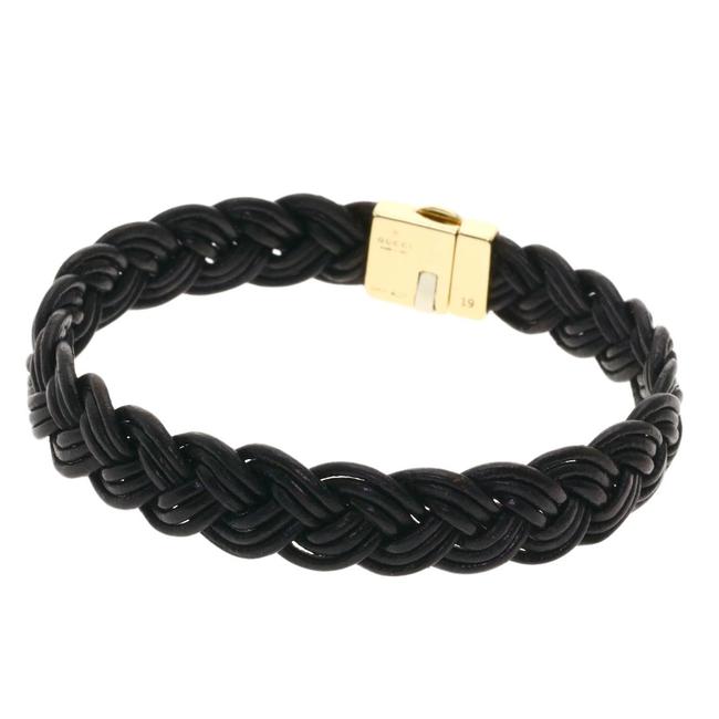Gucci Yellow Braided K18 Gold Leather Ladies Bracelet
