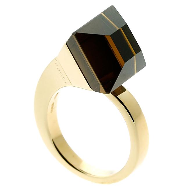 Gucci Yellow Chiodo Smokey Quartz Gold Opulent Ring