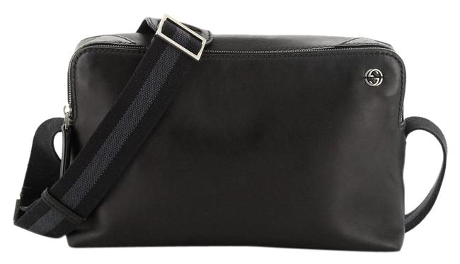 Gucci Zip Medium Black Leather Messenger Bag