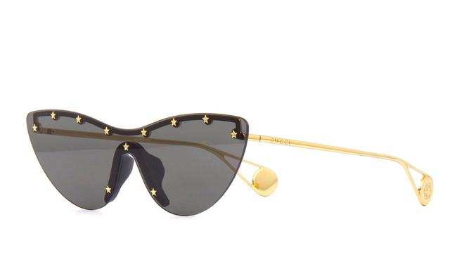 Gucci 001 Black Gold Gg0666s Metals Shield Cat Eye Sunglasses