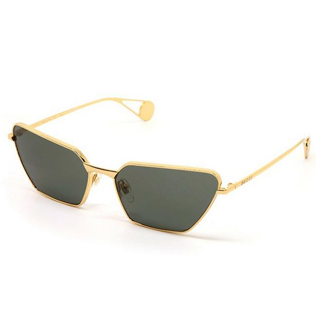 Gucci 001 Gg0538s Gold Gray Rectangular Eyewear Women Sunglasses