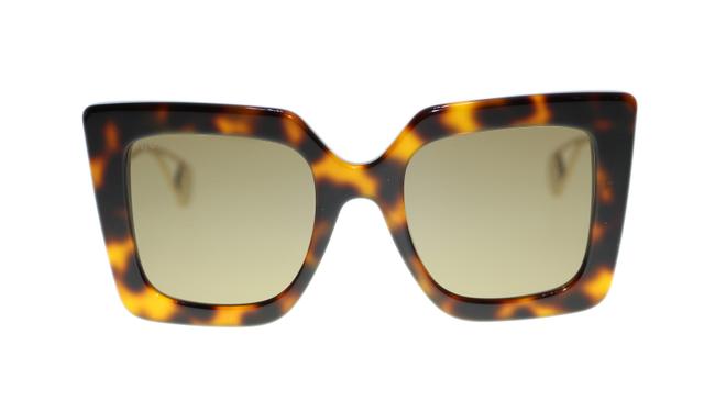 Gucci 003 Gg0435s Square Havana Frame Green Sunglasses