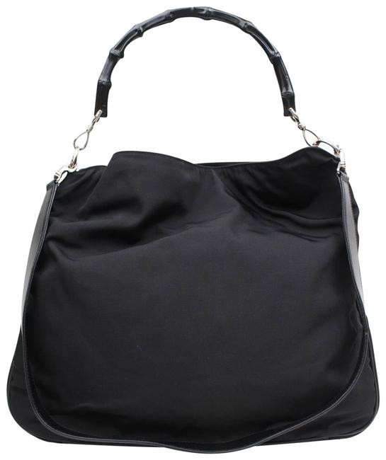 Gucci Hobo Bamboo 2way 868599 Black Nylon Shoulder Bag