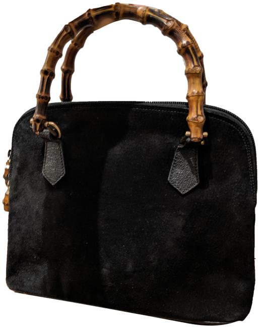 Gucci Bamboo Black Velvet Satchel