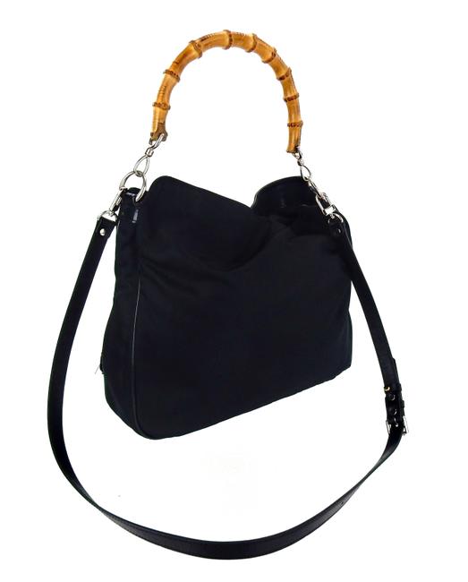 Gucci Bamboo Diana Tote Leather 2 way Black Nylon Shoulder Bag