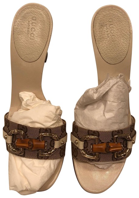 Gucci Beige Sand. Tess S. Cuoio Mules Slides 