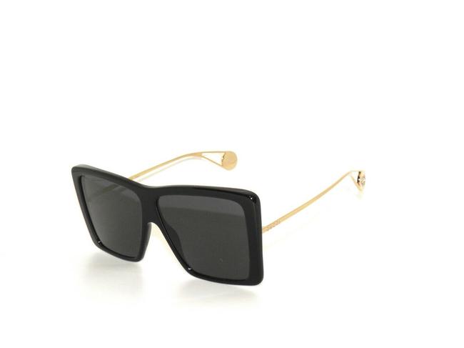Gucci Black Gg0434s 0434 001 Gold Gray Sunglasses