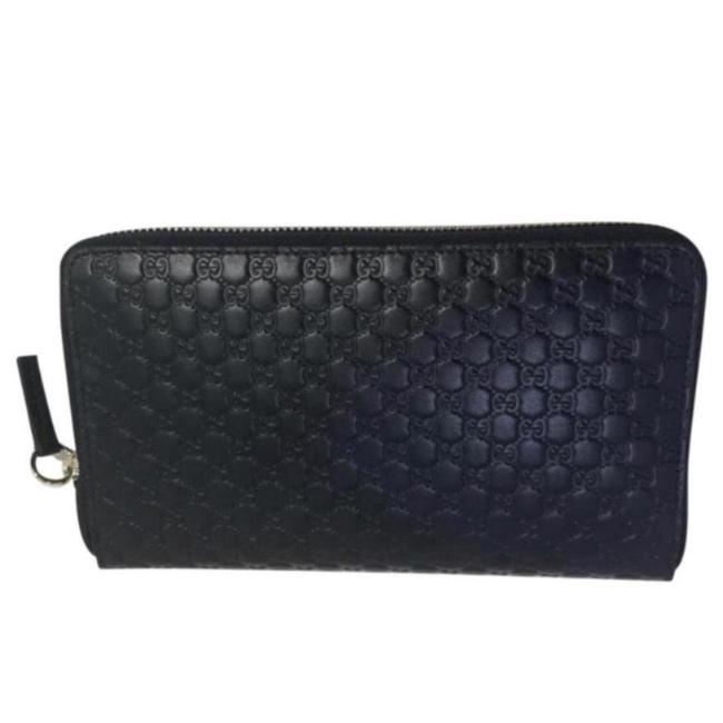 Gucci Black Gg Leather Zip Around Wallet
