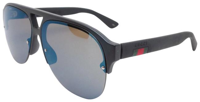 Gucci Black W Gg0170s 002 W Blue Green Mirror Lens New Sunglasses