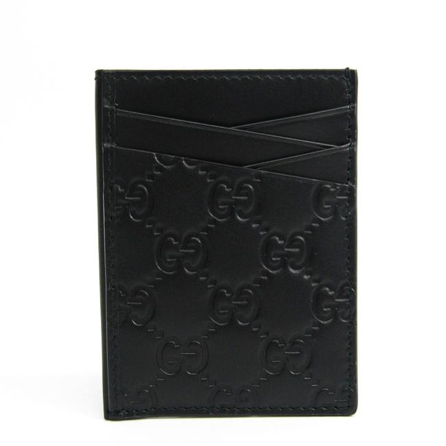 Gucci Black Guccissima Leather Card Case 495015 Wallet