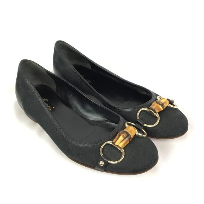 Gucci Black Horsebit Bamboo Gg 138714 Flats