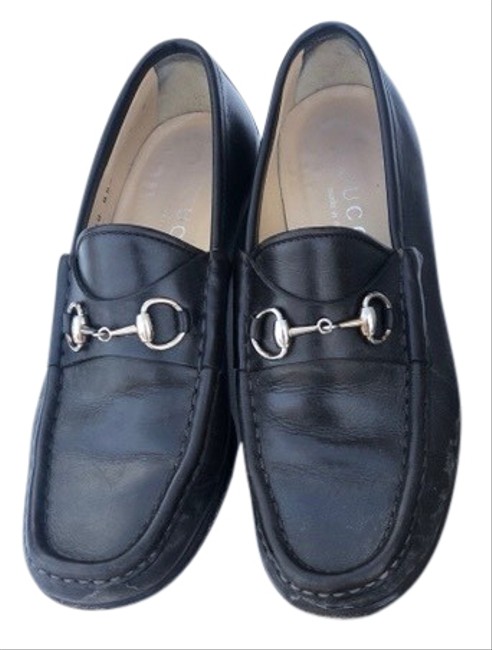Gucci Black Horsebit Leather Loafer Flats 