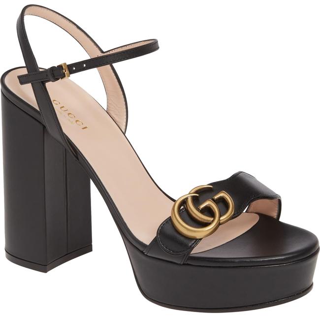 Gucci Black Marmont Gg Platform Sandals 