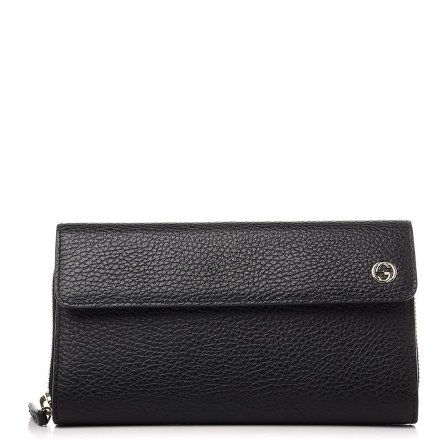 Gucci Black Pebbled Calfskin Interlocking G Continental Wallet