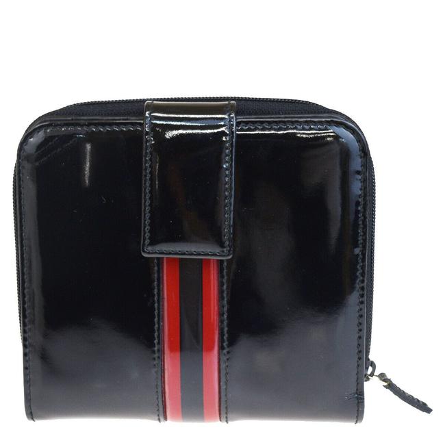 Gucci Black Shelly Bifold Purse Patent Leather Italy Wallet