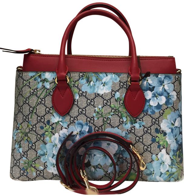 Gucci Blooms Place with Strap Blue Red Satchel
