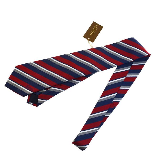 Gucci Blue Logos Mens Neck Tie Silk Made In Italy Scarf Wrap