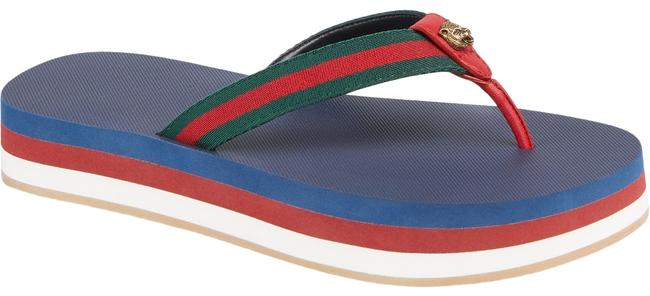 Gucci Blue Red New Bedlam Flip Flop Flats