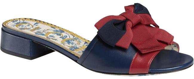 Gucci Blue Red Sackville Bow Sandals