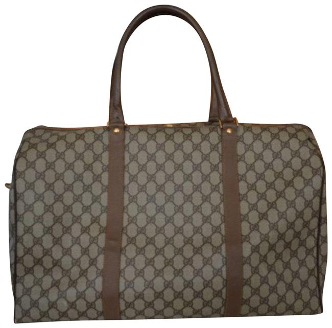 Gucci Boston Gray Gg Supreme Canvas Weekend Travel Bag