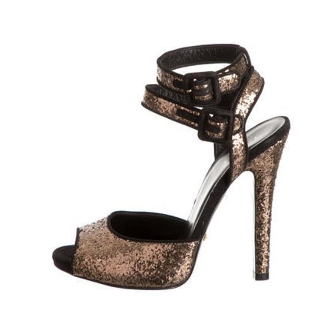 Gucci Bronze Glitter Strap Sandals 